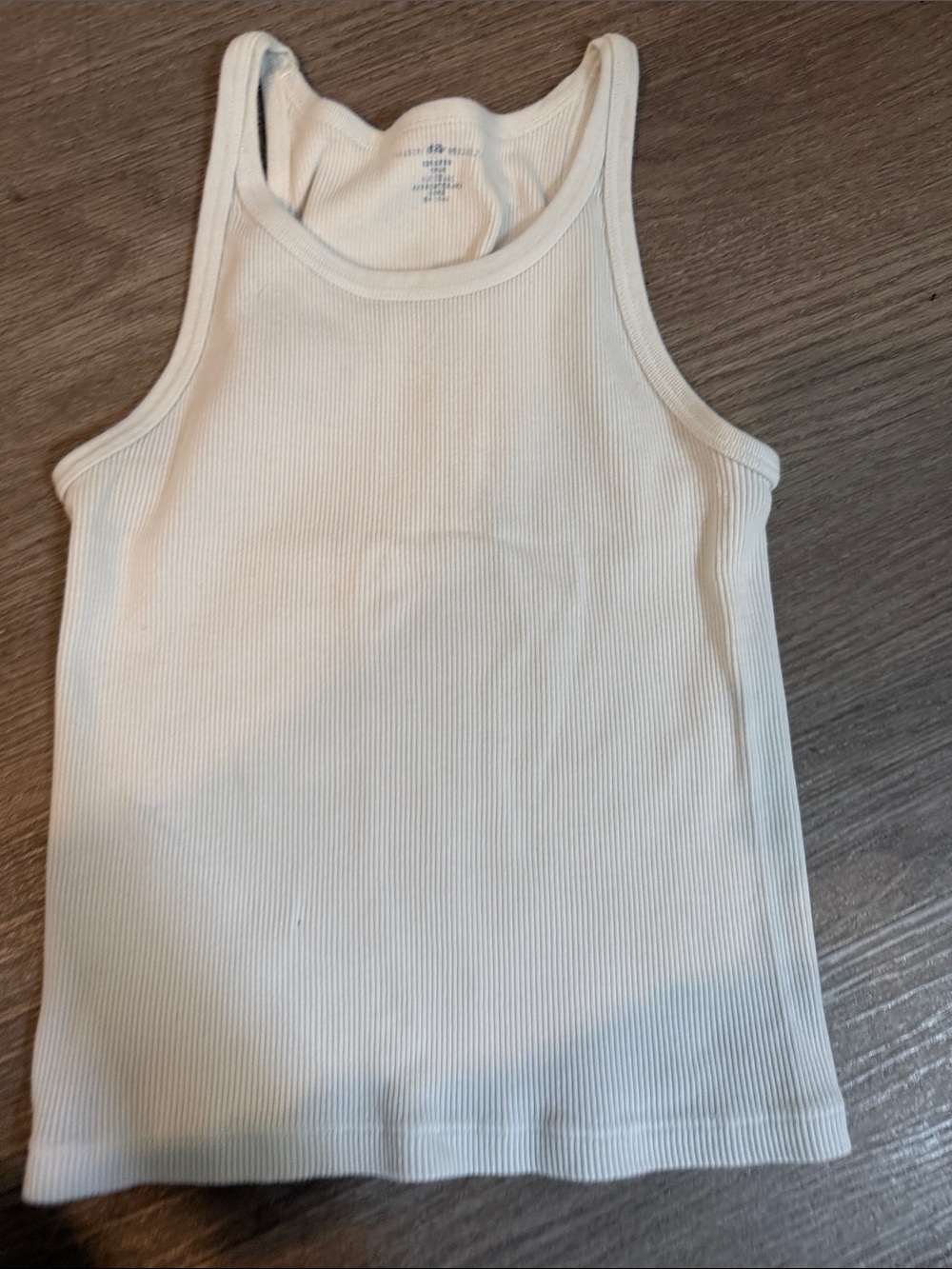 Brandy Melville White Ribbed Tank Top for Kids